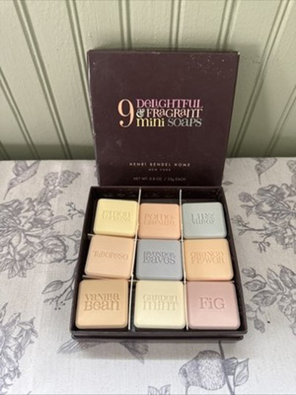 Vtg Bath Body Works Henri Bendel Mini Bar Soap Box Set 9 New Fig Rose Mint Lily